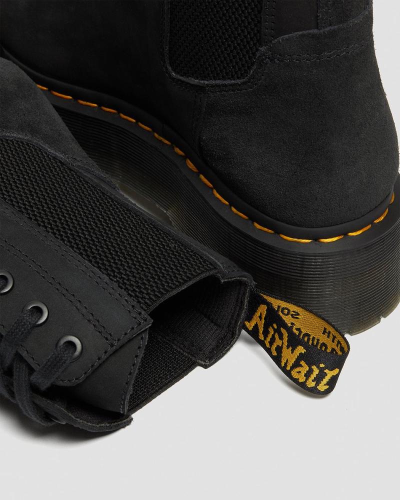 Botas Plataforma Dr Martens Jadon Nubuck Cuero Hombre Negros | MX 256JPQ